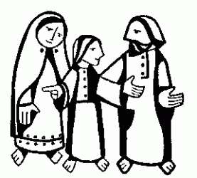 Jesus in the temple with mom and dad